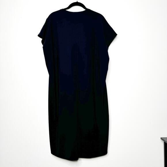 Alembika Art Print Lagenlook Dress Black Gray Viscose Midi Short Sleeve Sz 4 - Picture 5 of 8